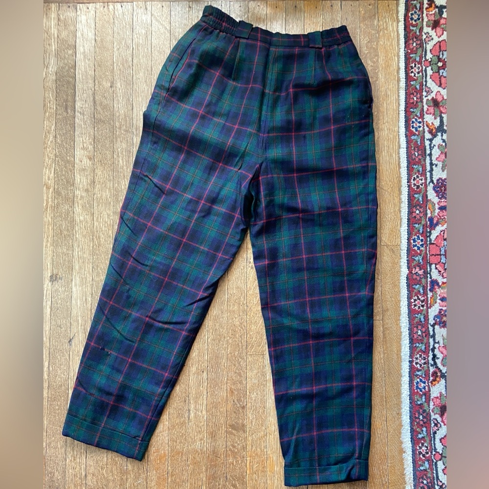Vintage pure wool plaid trousers - Picture 2 of 5